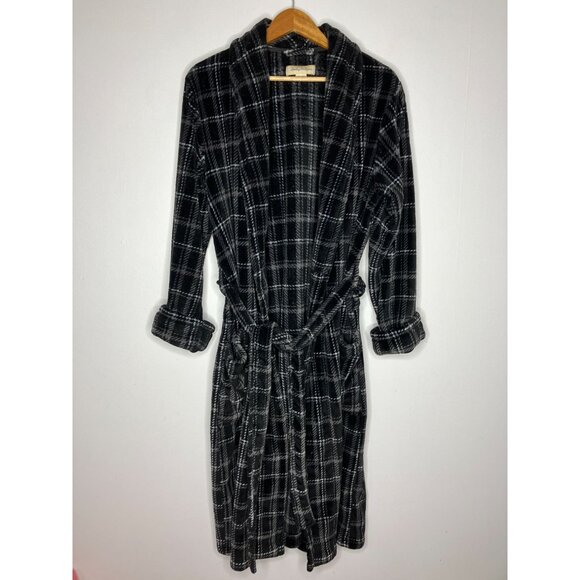 Tommy Bahama Other - Tommy Bahama Mens Black & Gray Plaid Fleece Robe S/M